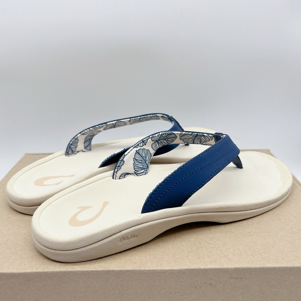 OluKai Ohana white sand trench blue Women's Flip Flop Sandals - Picture 6 of 12
